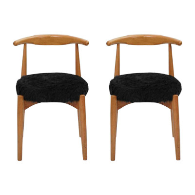 Lujo Comedor de madera 2 sillas marrones Sin apoyabrazos Diseño silla tapizada