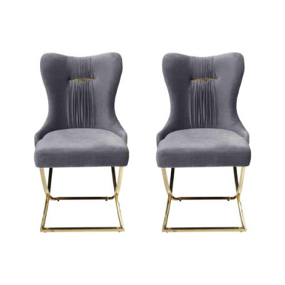 Comedor 2 sillas Lujo Silla Gris Sillón Silla de respaldo Muebles de sala de estar Nuevos