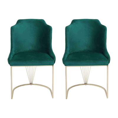 Silla de comedor verde de diseñador, 2 sillas de lujo, silla individual moderna de comedor