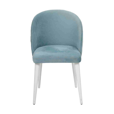 Silla de comedor moderna de madera sin apoyabrazos Diseño nuevo Silla tapizada Asiento azul