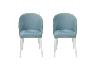 Moderno comedor de madera 2 sillas azules sin reposabrazos nuevo diseño silla tapizada