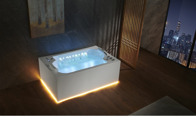 Baño Bañera Bañera de hidromasaje interior Spa Bañera LED 180x120