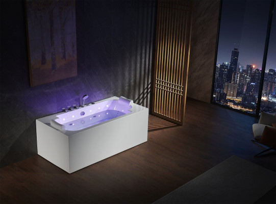 de hidromasaje con iluminación LED, bañera de hidromasaje de lujo para interior, bañera de spa con hidroterapia.