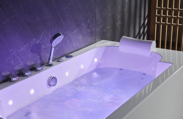 de hidromasaje con iluminación LED, bañera de hidromasaje de lujo para interior, bañera de spa con hidroterapia.