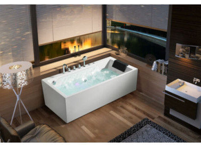 Bañera de hidromasaje Spa con luces LED, chorros de masaje y burbujas.
