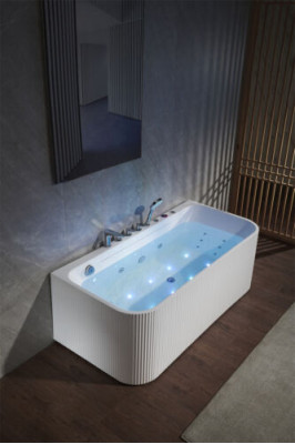 Bañera con chorros de masaje LED ergonómica para relajación.