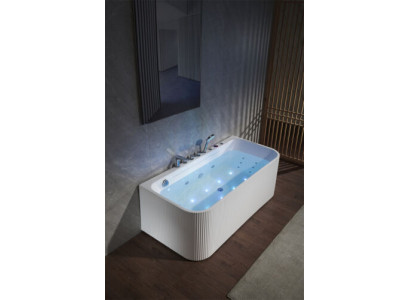 Bañera con chorros de masaje LED ergonómica para relajación.
