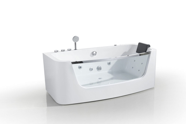 Baño de lujo con bañera de hidromasaje de 150x80cm, frente de vidrio, bañera de lujo.