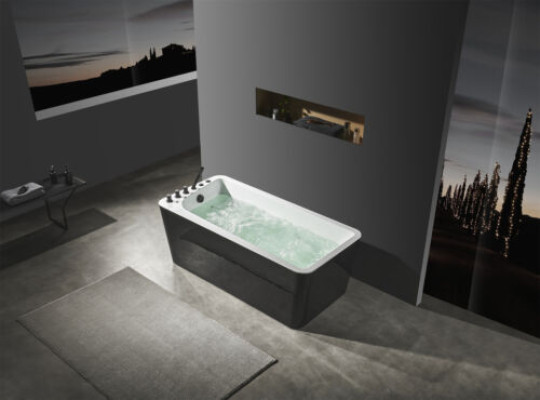 Bañera de lujo Negro Blanco Bañera Bañeras 170x80 con grifería Completa