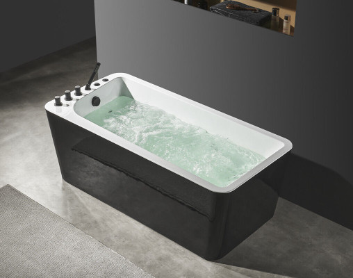 Bañera de lujo Negro Blanco Bañera Bañeras 170x80 con grifería Completa