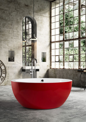 Bañera independiente Bañera independiente redonda Roja Moderna Bad