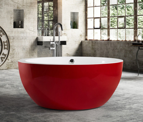 Bañera independiente Bañera independiente redonda Roja Moderna Bad