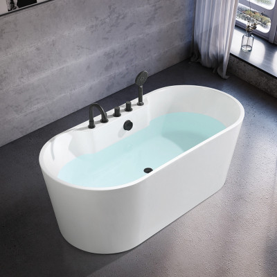Bañera contemporánea de acrílico, bañera independiente de baño blanco.