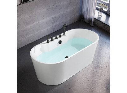 Bañera contemporánea de acrílico, bañera independiente de baño blanco.