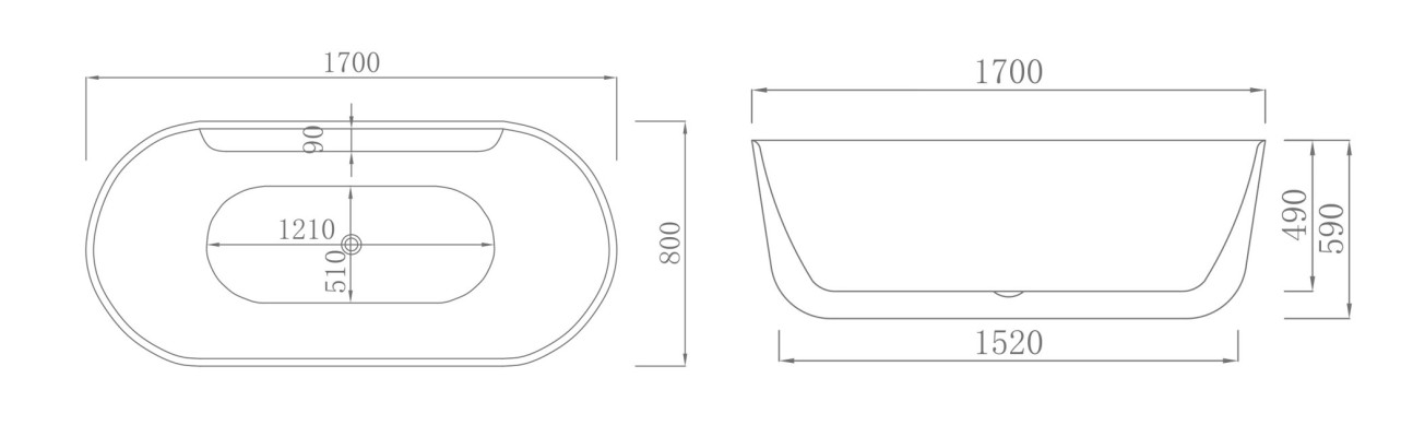 Bañera contemporánea de acrílico, bañera independiente de baño blanco.