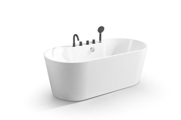 Bañera contemporánea de acrílico, bañera independiente de baño blanco.