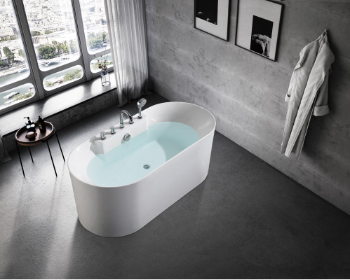 Bañera independiente Baño Acrílico Bañera Bañera Blanca Contemporánea