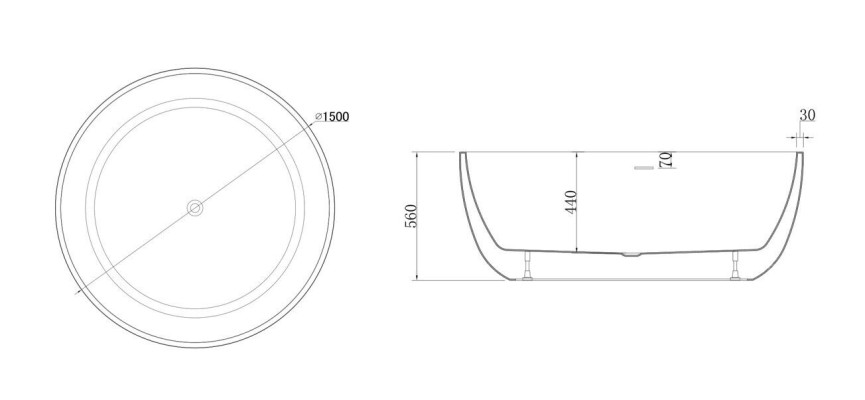 Baño redondo Bañera de lujo Bañeras Wanne Rundwanne de baño independientes de 150cm.