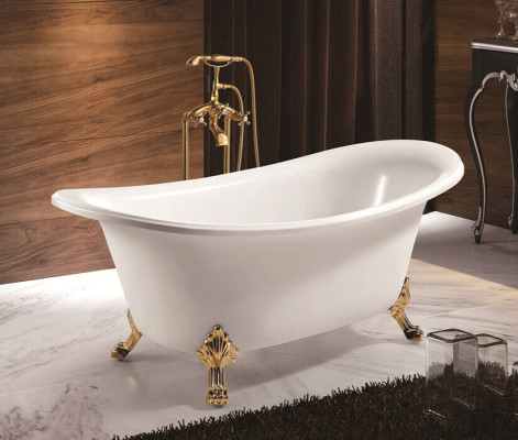 Bañera independiente bañera de pie bañera de pie bañera moderna oro blanco ovalada