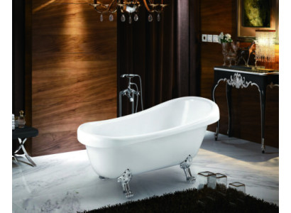 Bañera independiente Bañera de pie Bañera Moderna Blanca Ovalada