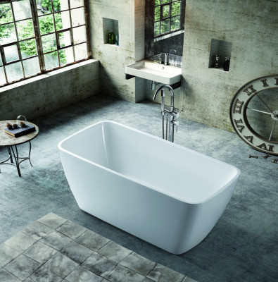 Baño bañera acrílica blanca bañera independiente contemporánea