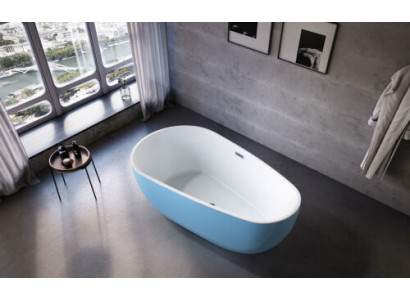 Baño de pie Bañera independiente Bañera contemporánea Azul Ovalada