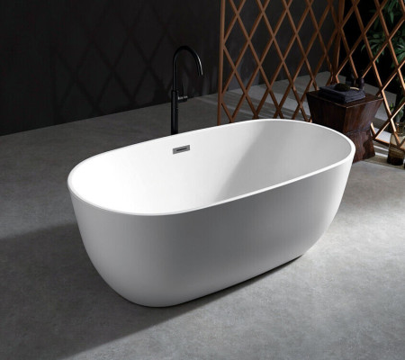 Bañera independiente de acrílico para baño en pie, color blanco.