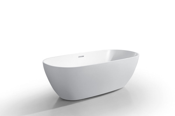 Bañera independiente de acrílico para baño en pie, color blanco.