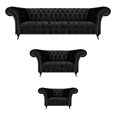Chesterfield conjunto de sofás de 3 piezas completo para sala de estar nuevo.
