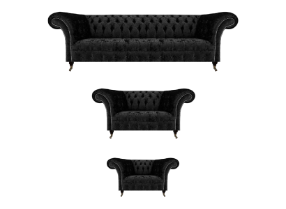 Chesterfield conjunto de sofás de 3 piezas completo para sala de estar nuevo.