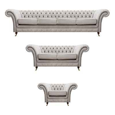 Chesterfield gris conjunto de muebles tapizados de lujo sofás completo sala de estar.