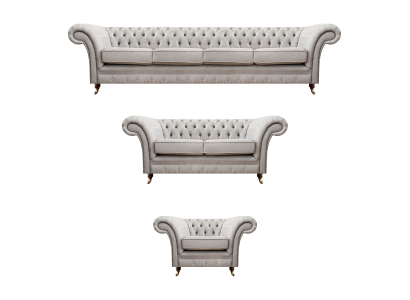 Chesterfield gris conjunto de muebles tapizados de lujo sofás completo sala de estar.
