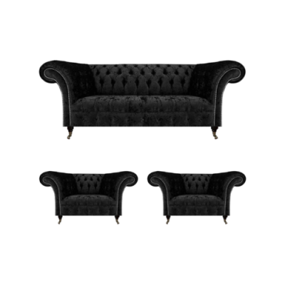 Juego de sofá para sala de estar Chesterfield, conjunto de muebles de lujo completo, 2 sillones.