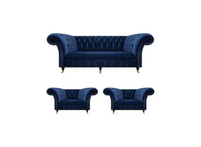 Chesterfield Lujo Mobiliario 2x Sillón Sofá de tres plazas Sofá Sala de estar 3+1+1