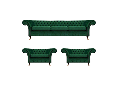 Verde Muebles Sala de estar Sofás Chesterfield Conjunto de 3 piezas 3+1+1 Mobiliario