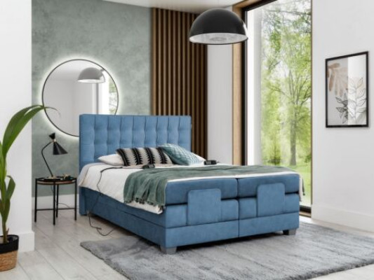 Azul Cama Dormitorio Cama Doble Mobiliario Cama tapizada Moderna Mobiliario