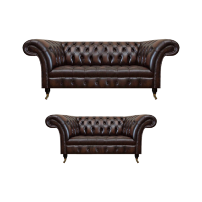 Conjunto de sofás Chesterfield marrón, tres plazas, sofá, sillón de dos plazas, nuevo para sala de estar.