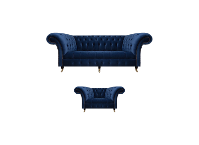 Conjunto completo de sofá de tres plazas con silla de lujo, mobiliario para sala de estar Chesterfield.