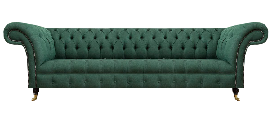 Muebles tapizados de lujo sofá de cuatro plazas verde salón Chesterfield