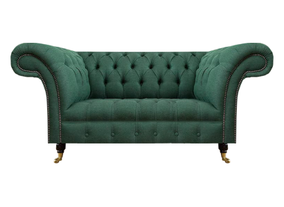 Sofá sala verde de dos plazas muebles tapizados Chesterfield nuevo.