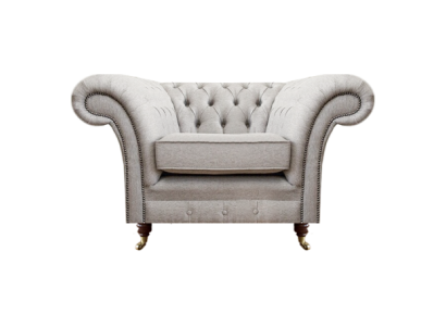 Sillón de lujo para sala de estar, muebles tapizados nuevos, gris, asiento de tela, Chesterfield.