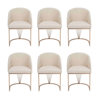 Grupo de sillas de tela de poliéster de 6 piezas con asientos acolchados de acero inoxidable para comedor, nuevo.