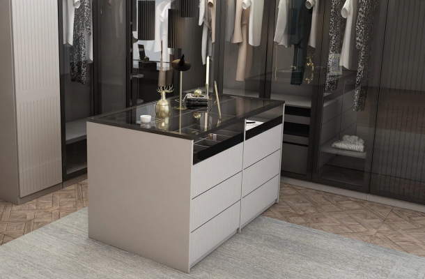 Armario de dormitorio de cristal exclusivo Armario de vestíbulo Diseñador cómoda