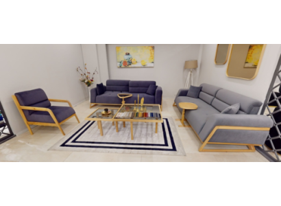 Conjunto de asientos gris-azul moderno Sofás de diseñador de lujo de 3 plazas Silla de diseñador