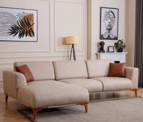 Sofá en forma de L beige para sala de estar, sofá de diseñador de lujo, mobiliario de asientos nuevo.