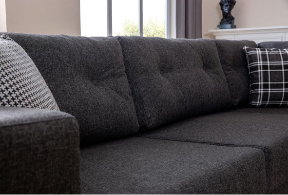 Sala de estar gris en forma de L Sofá de diseñador Sofá de tela de lujo moderno