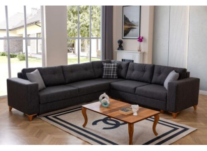 Sofá esquinero exclusivo de color gris oscuro para la sala de estar, sofá tapizado en forma de L.