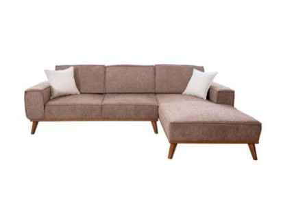 Sofá esquinero monocromático para sala de estar, sofá tapizado de diseñador de tela de lujo.