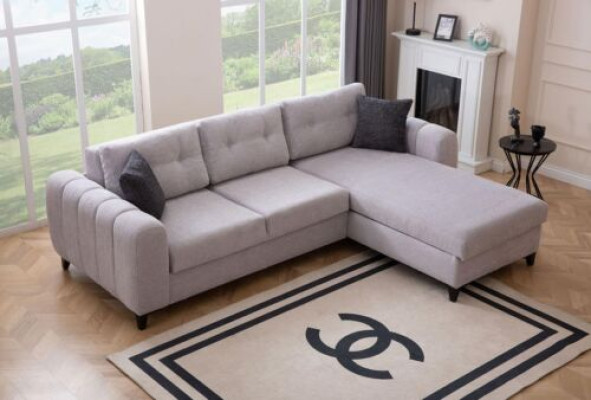 Sofá esquinero de tapicería blanca, muebles de diseñador, textil, sofá de salón nuevo.