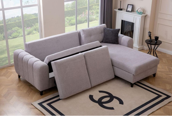 Sofá esquinero de tapicería blanca, muebles de diseñador, textil, sofá de salón nuevo.